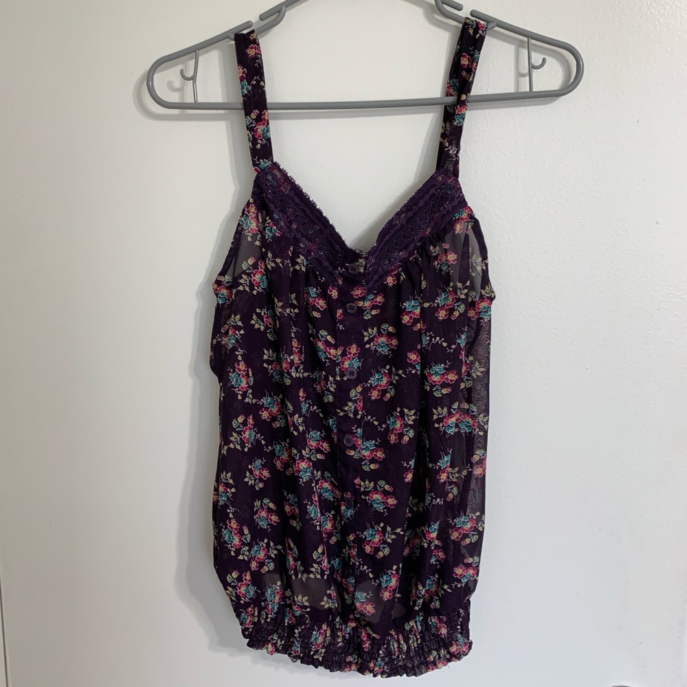 Sheer floral tank